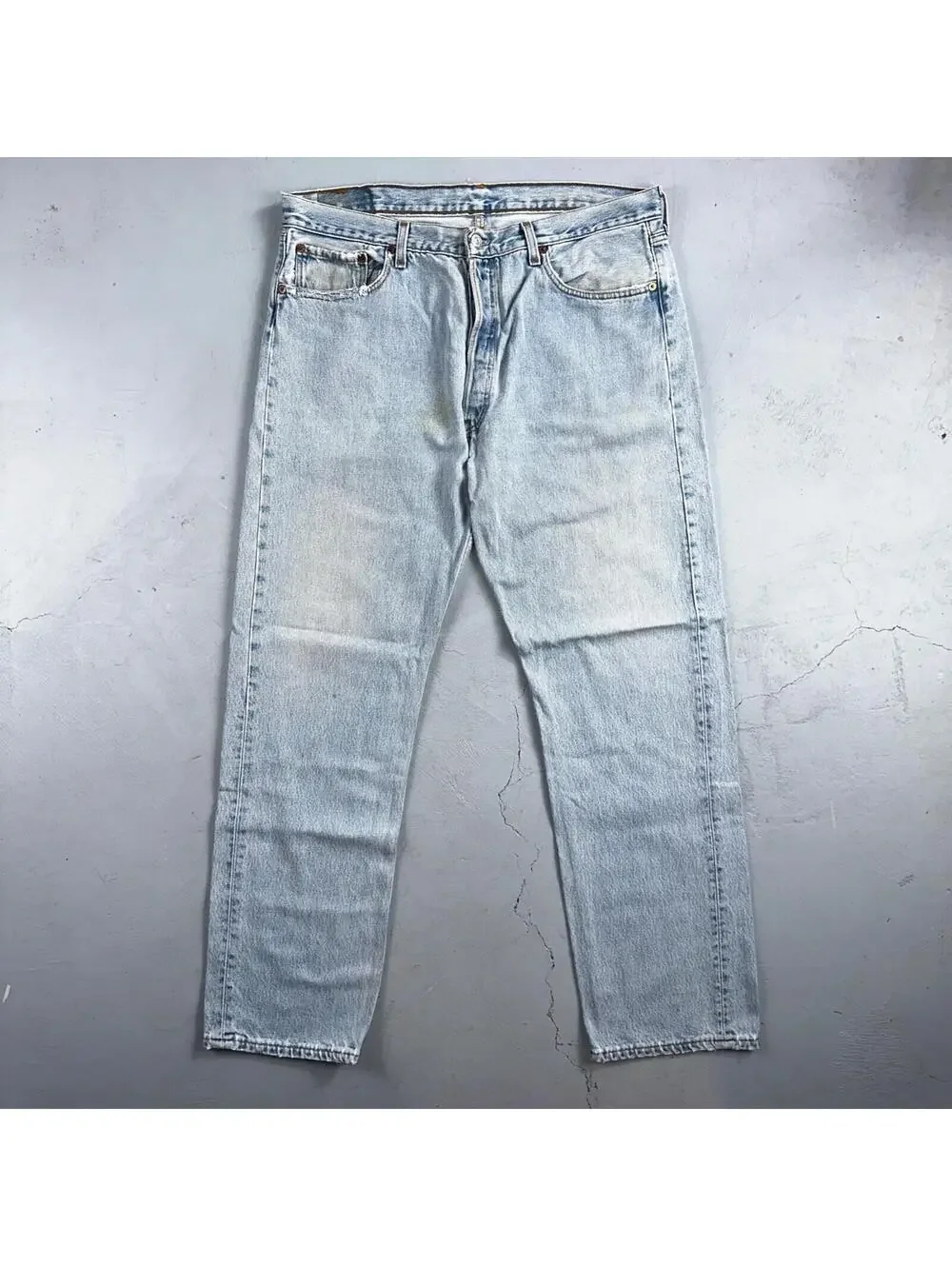 Levis 501 Vintage 90s USA XX Straight Leg Jeans Blue Light Wash 38x32 Act 37x31